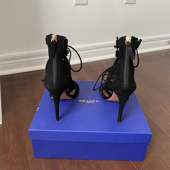 Aquazurra Black Suede “Amazon 105” Heels - Picture 5 of 12